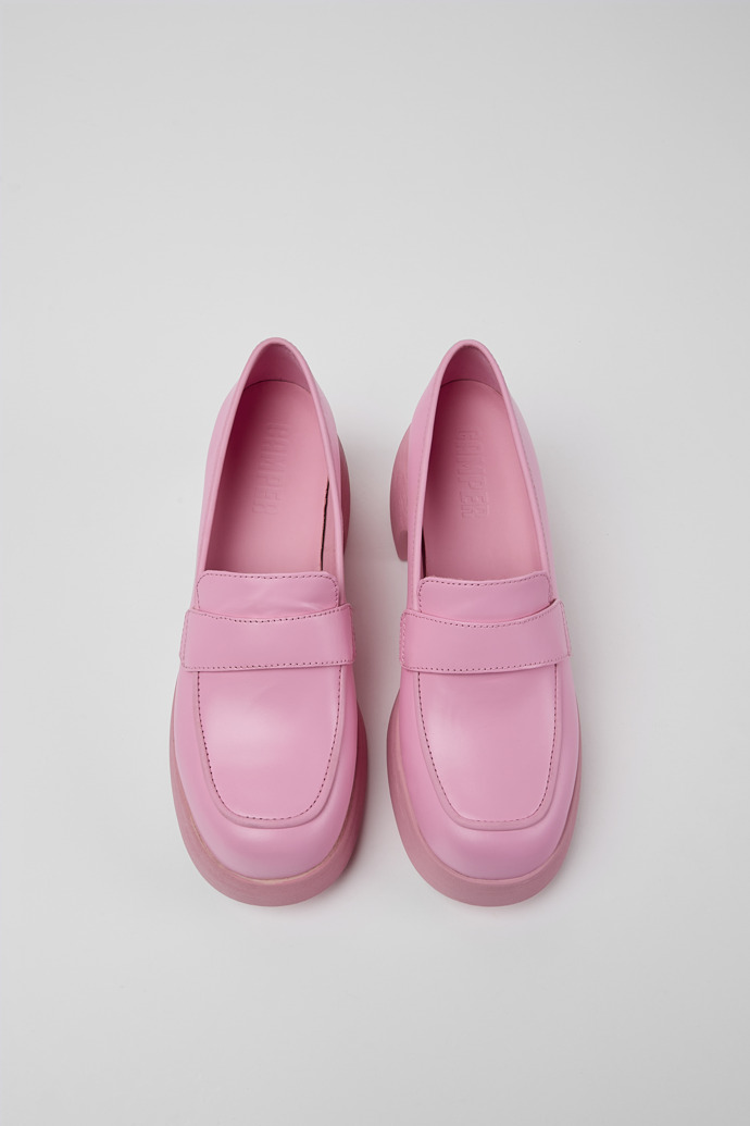 Overhead view of Thelma Pink leather women's shoes