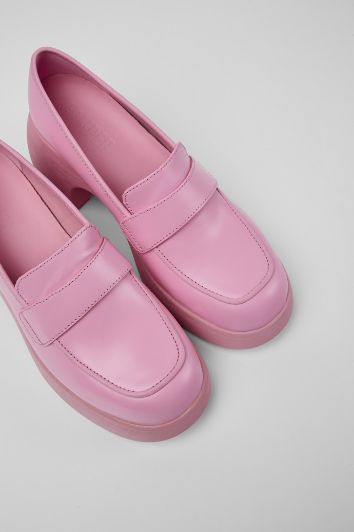 Close-up view of Thelma Pink leather women's shoes