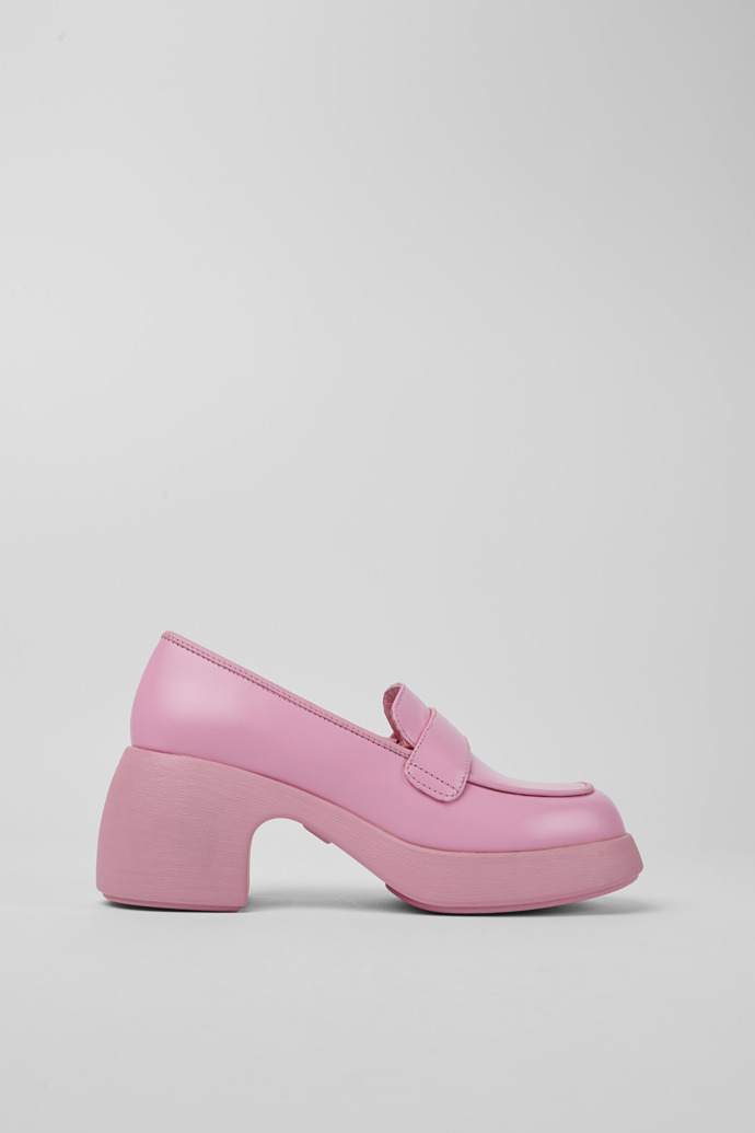 Side view of Thelma Pink leather women's shoes