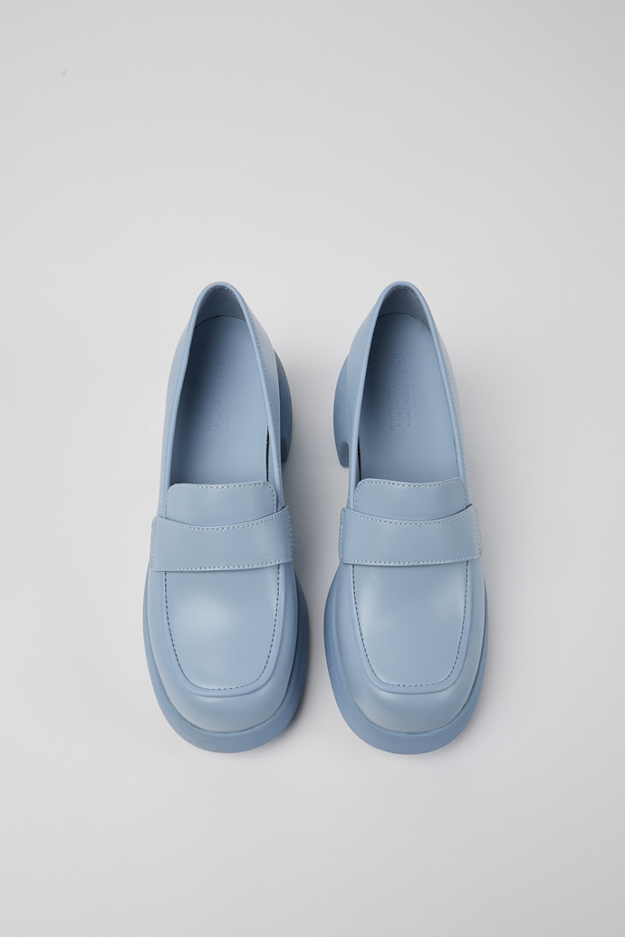 Overhead view of Thelma Light blue leather women's shoes