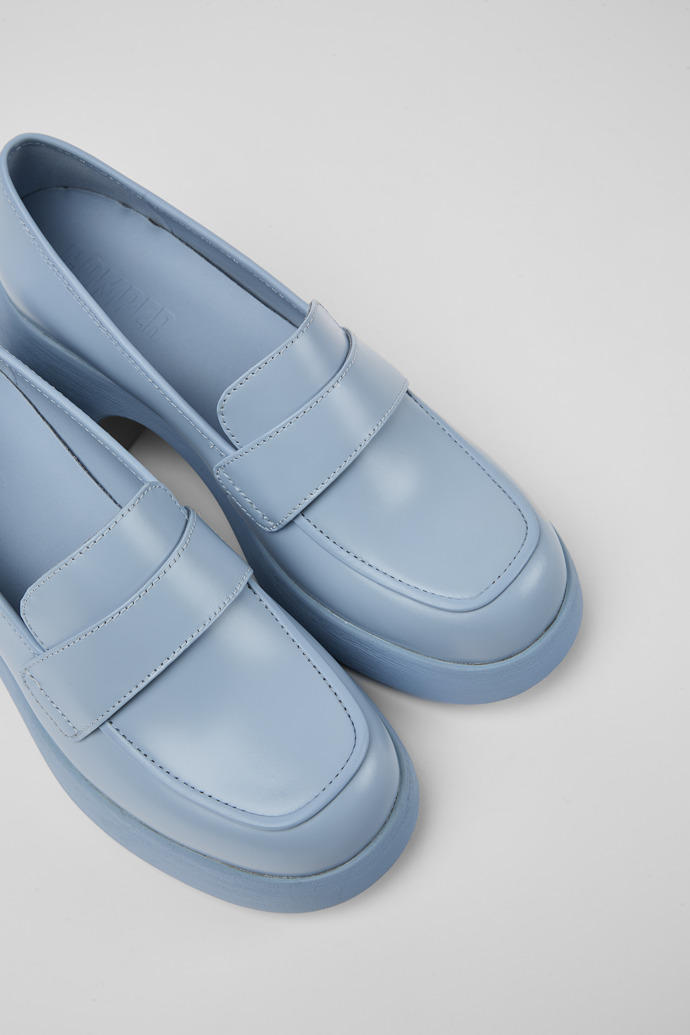 Close-up view of Thelma Light blue leather women's shoes