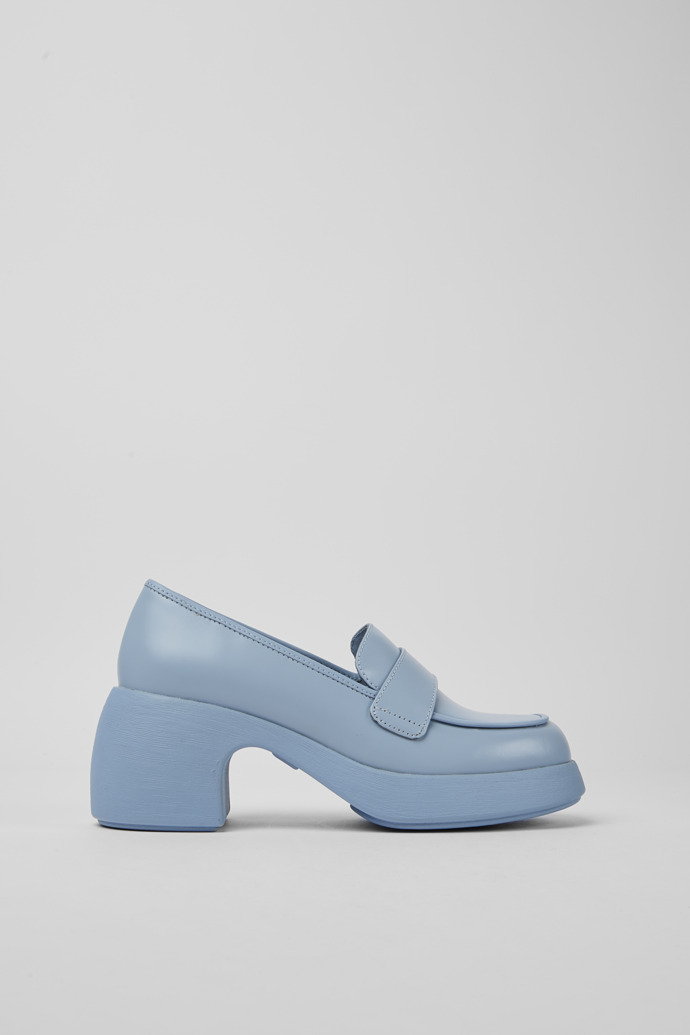 Side view of Thelma Light blue leather women's shoes