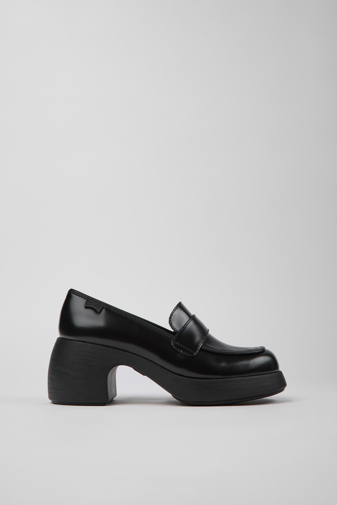 Image of Side view of Thelma Black leather shoes for women