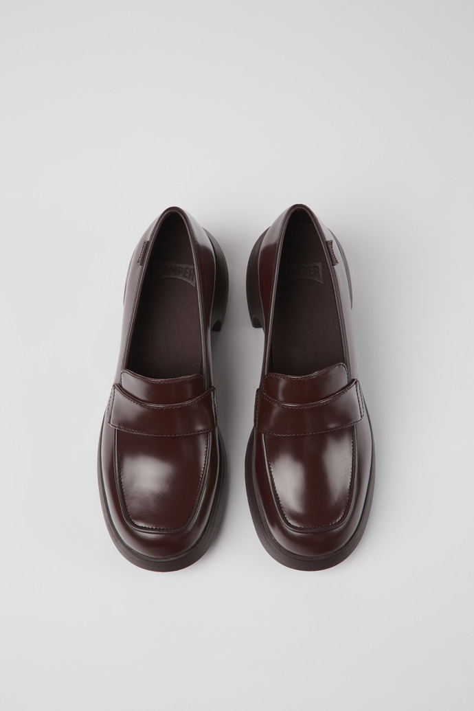 Overhead view of Thelma Burgundy leather shoes for women