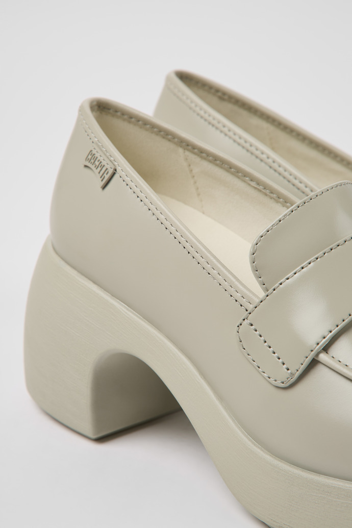Close-up view of Thelma Gray leather shoes for women