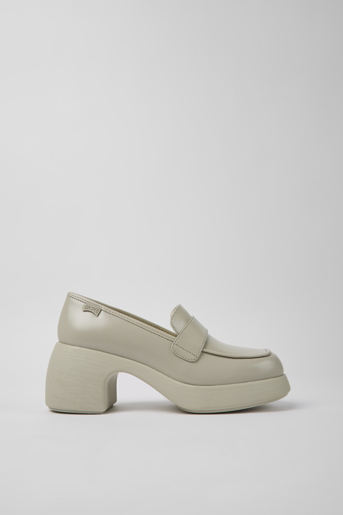 Image of Side view of Thelma Gray leather shoes for women