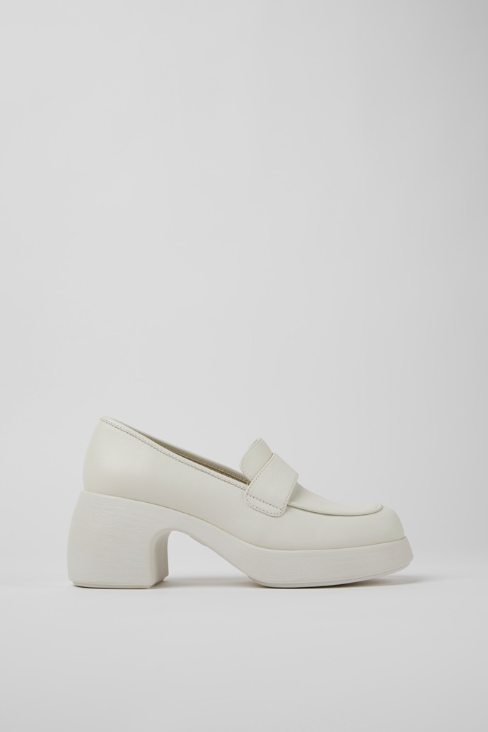 Image of Side view of Thelma White leather shoes for women