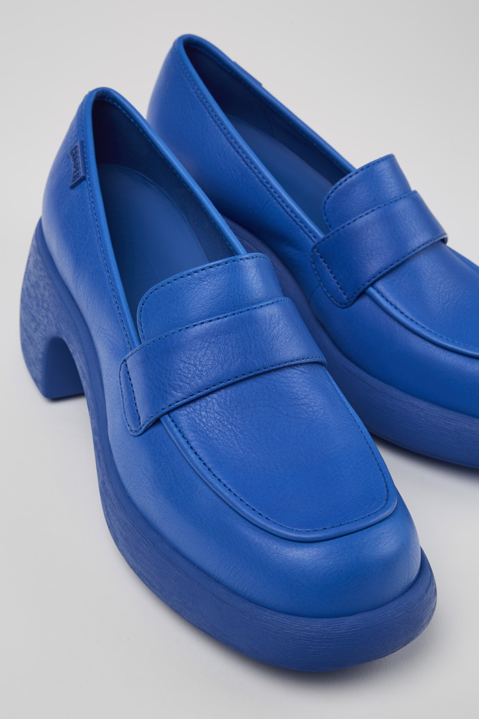 Close-up view of Thelma Blue Leather Loafer for Women