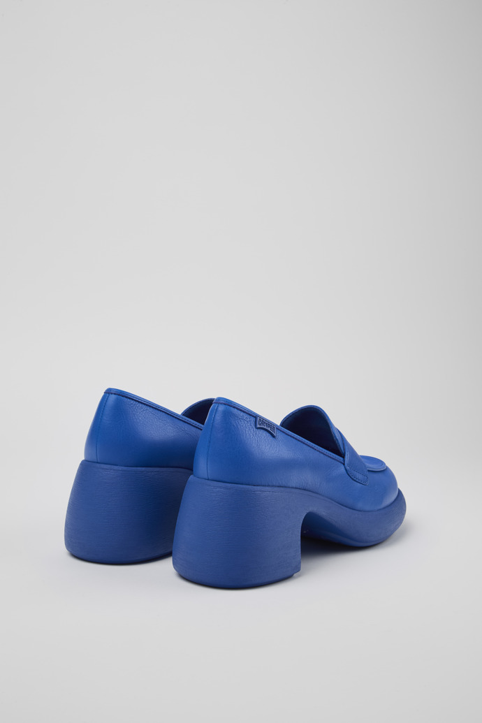 Back view of Thelma Blue Leather Loafer for Women