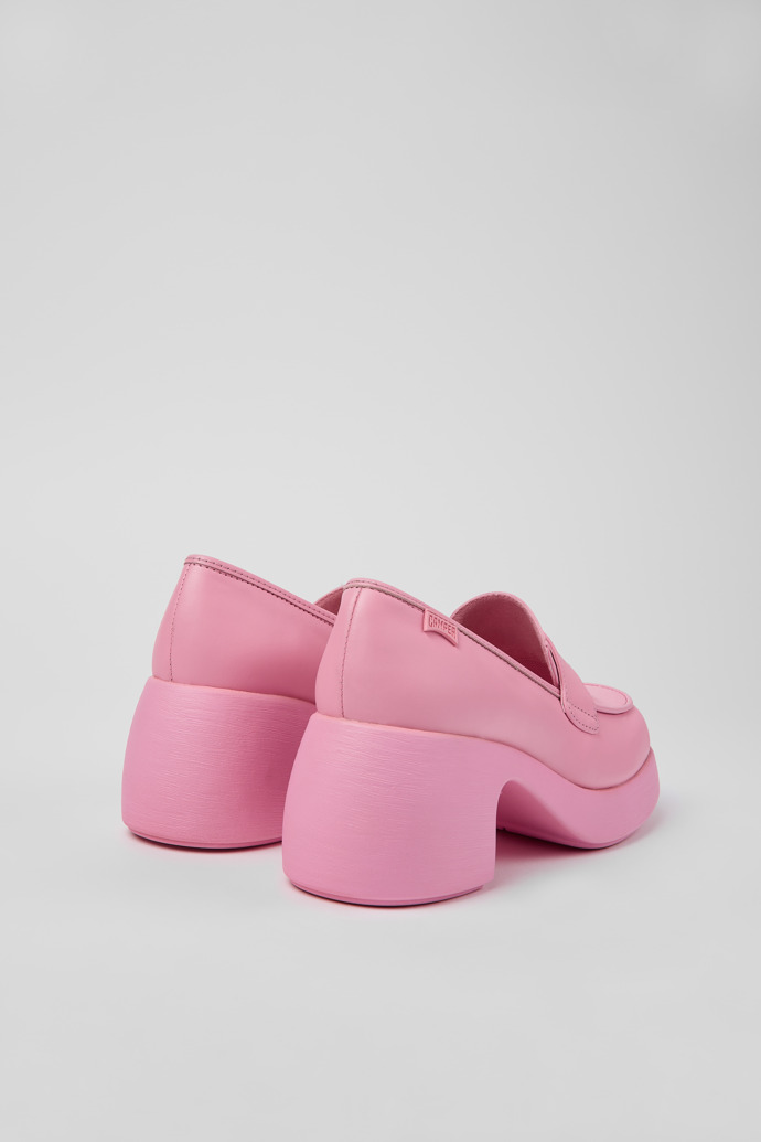 Back view of Thelma Pink Leather Loafer for Women
