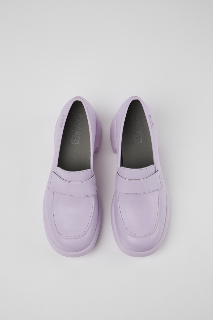 Overhead view of Thelma Purple Leather Loafer for Women