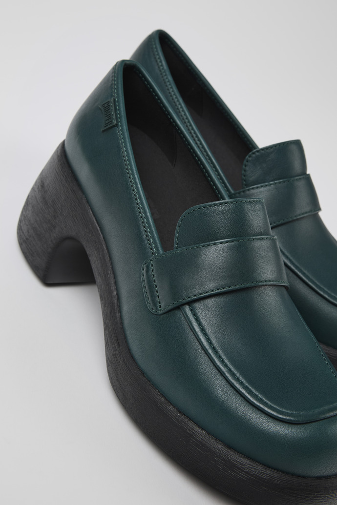 Close-up view of Thelma Green Leather Loafer for Women