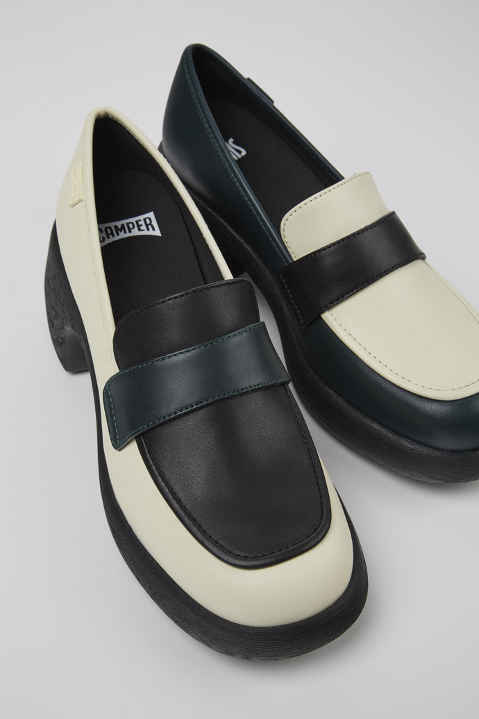 Close-up view of Twins Multicolored Leather Loafers for Women