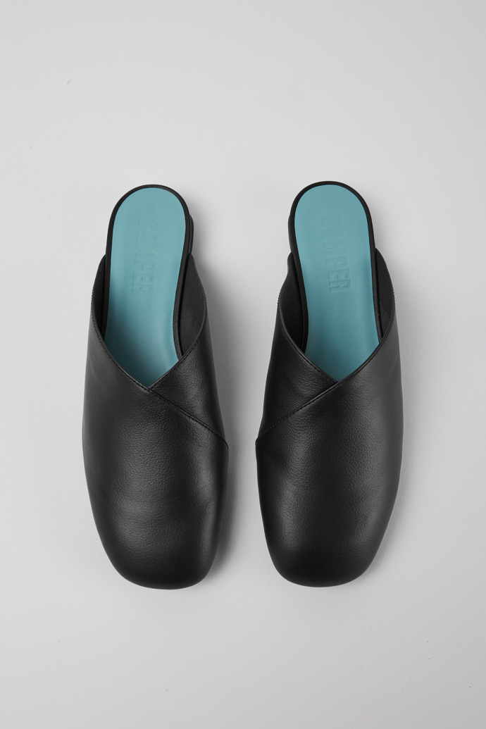 Overhead view of Casi Myra Black slip on leather shoes