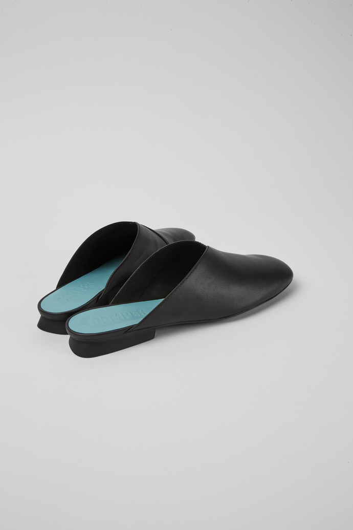 Back view of Casi Myra Black slip on leather shoes