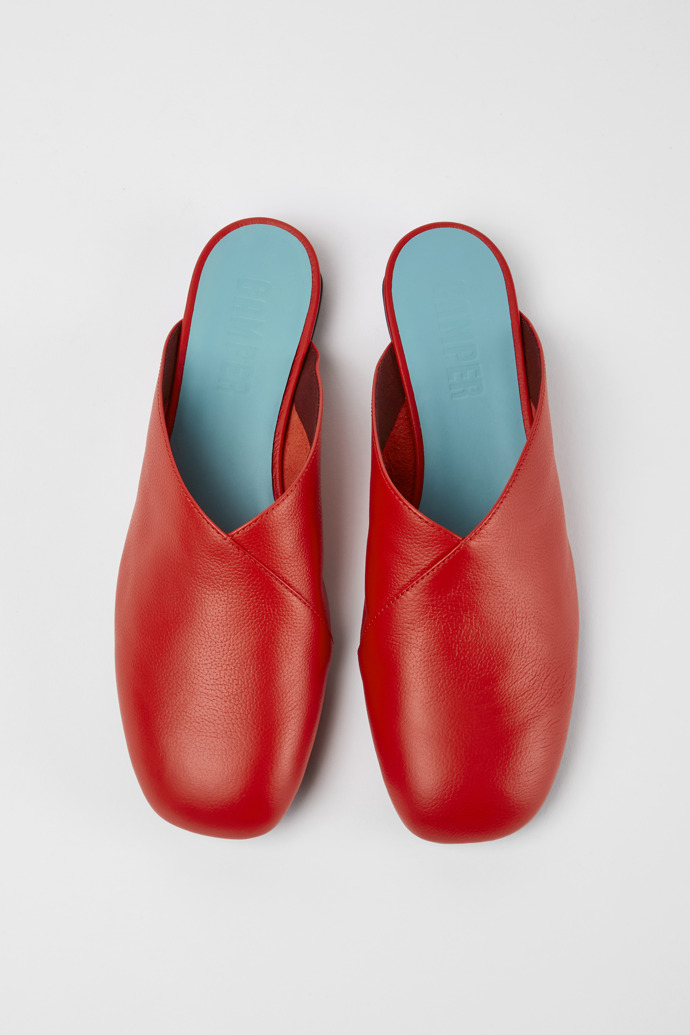 Overhead view of Casi Myra Red slip on leather shoes
