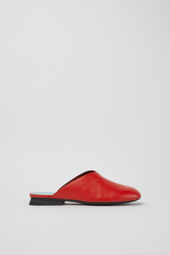 Side view of Casi Myra Red slip on leather shoes