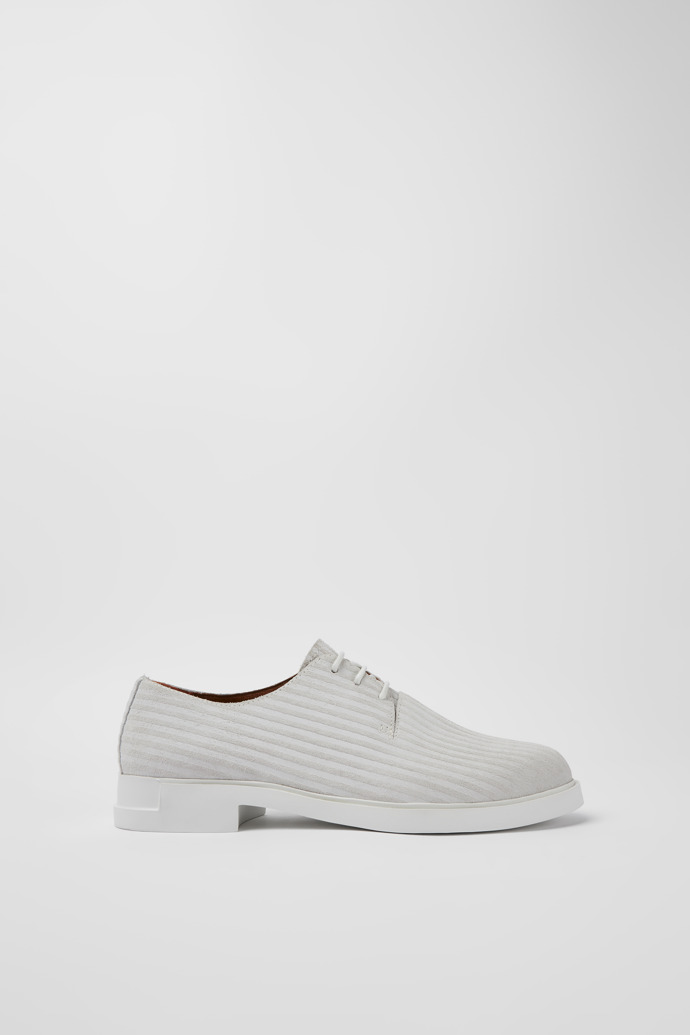 Side view of Iman White nubuck shoes for women