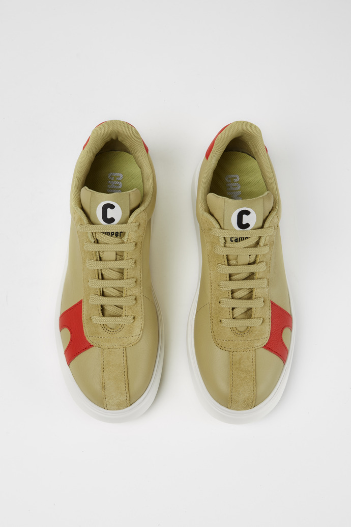 Overhead view of Runner K21 Beige suede and leather sneakers