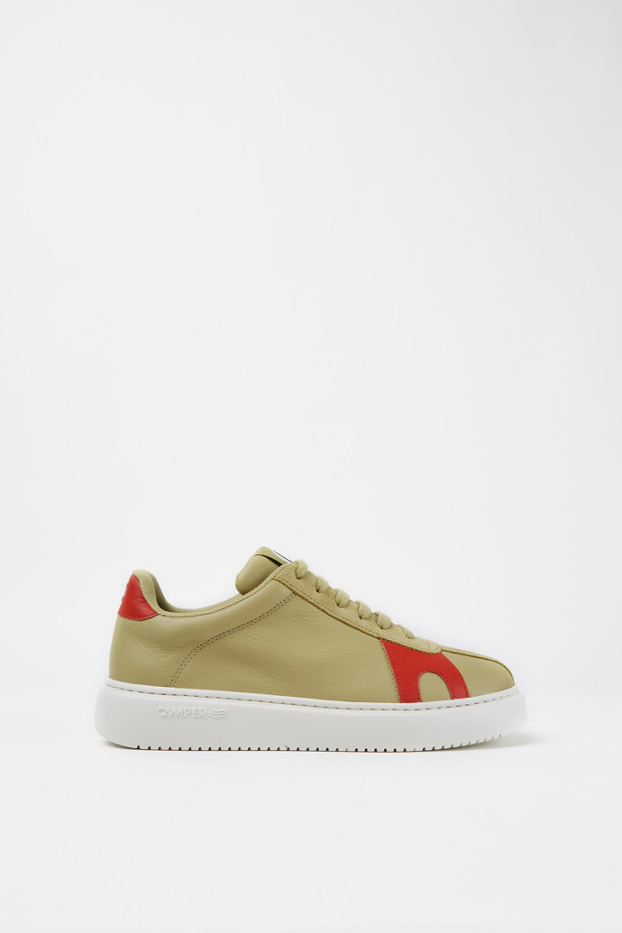 Side view of Runner K21 Beige suede and leather sneakers