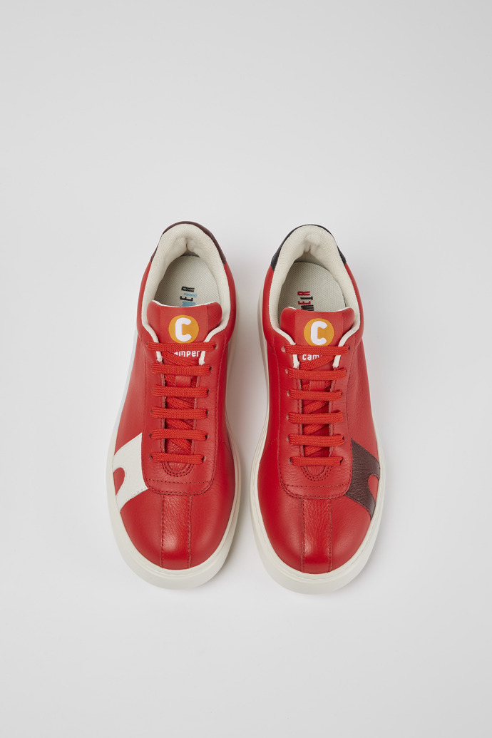 Overhead view of Twins Red leather sneakers