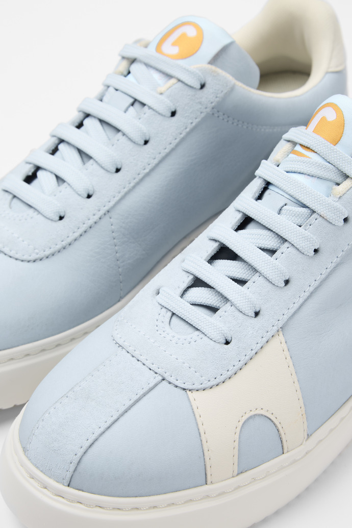 Close-up view of Runner K21 Light blue leather and suede women's sneakers