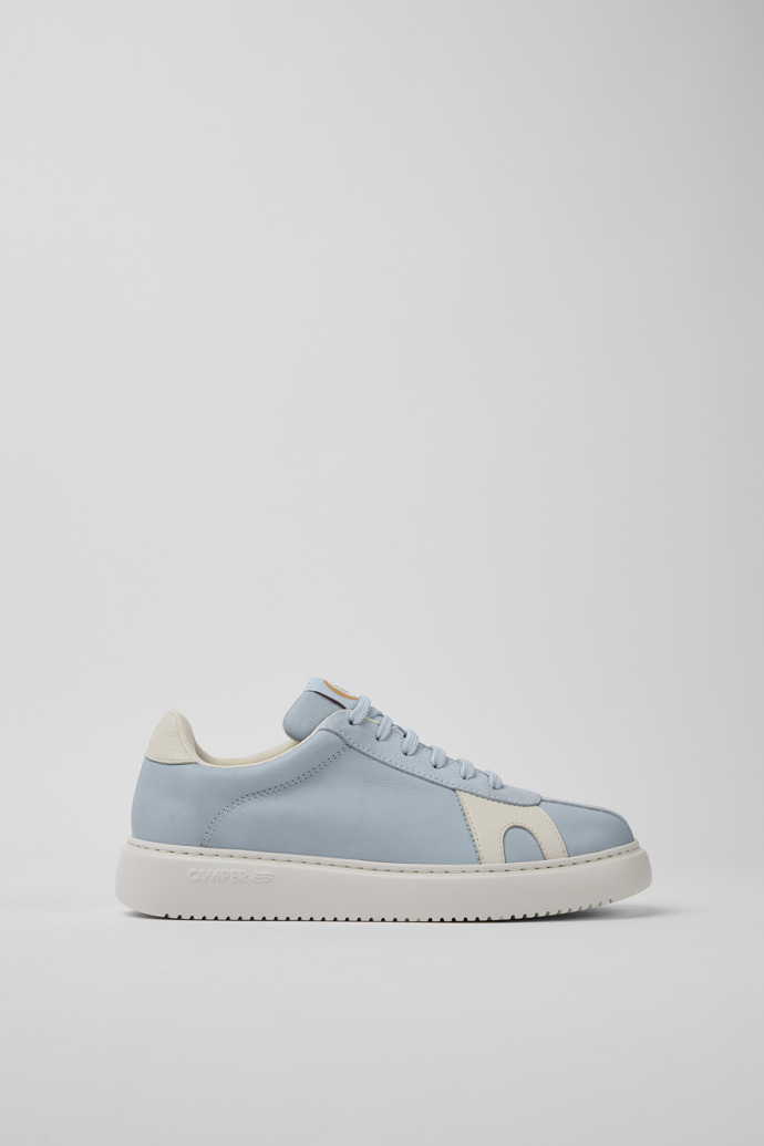 Side view of Runner K21 Light blue leather and suede women's sneakers