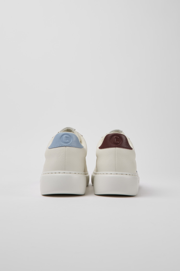 Back view of Twins White leather and suede women's sneakers