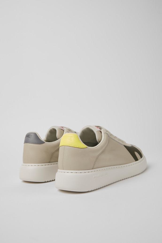 Back view of Twins Gray leather and nubuck sneakers for women