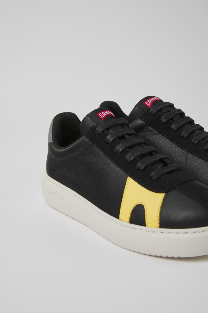 Close-up view of Twins Black leather and nubuck sneakers for women