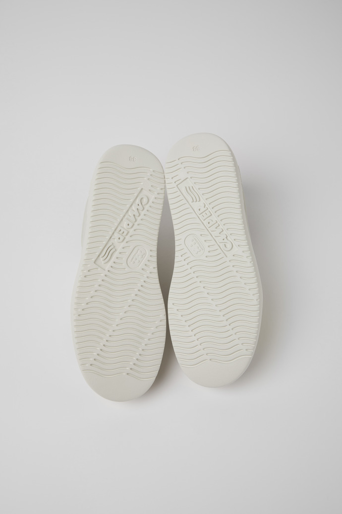 The soles of Runner K21 White non-dyed leather and nubuck sneakers for women