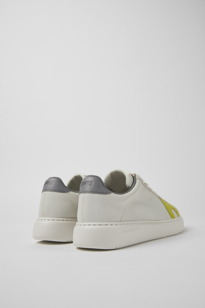 Back view of Runner K21 White non-dyed leather and nubuck sneakers for women