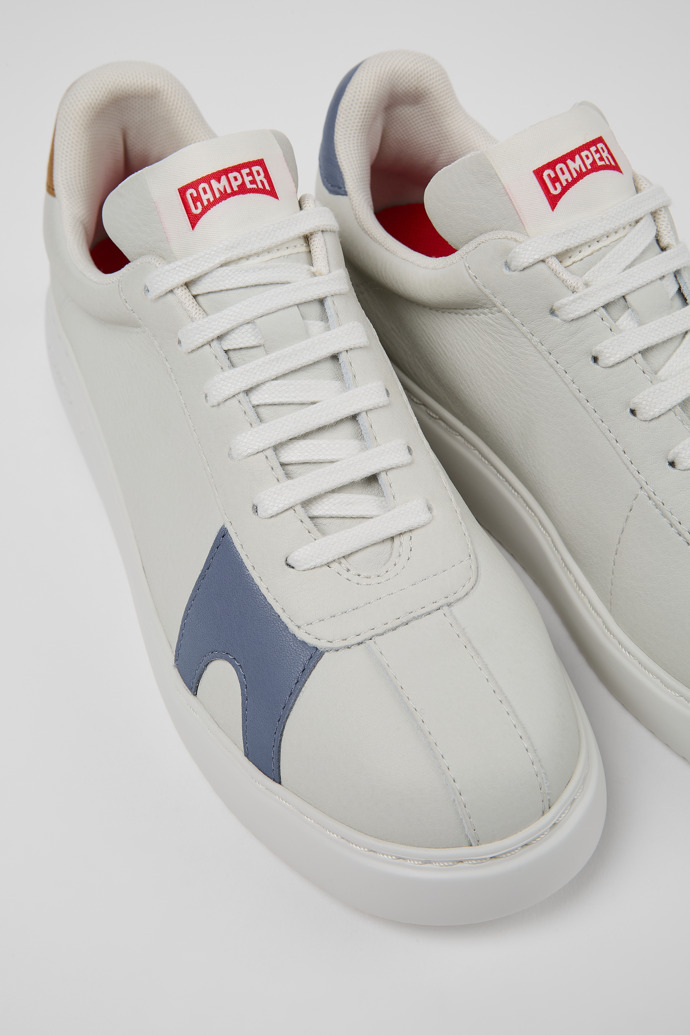 Close-up view of Twins White Leather Sneaker for Women