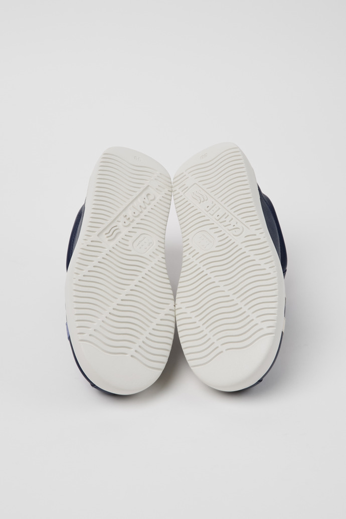 The soles of Twins Blue and White Leather Sneakers for Women.