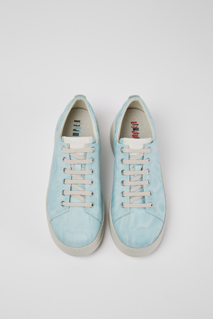 Overhead view of Twins Turquoise printed sneakers
