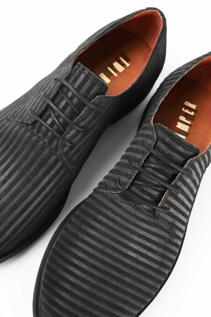 Close-up view of Twins Black nubuck shoes for women