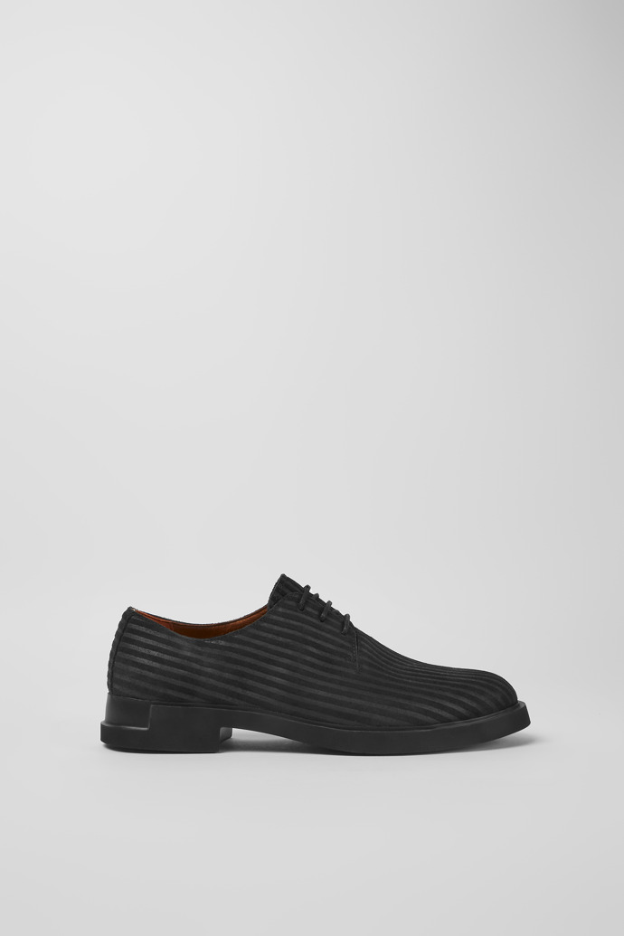 Side view of Twins Black nubuck shoes for women