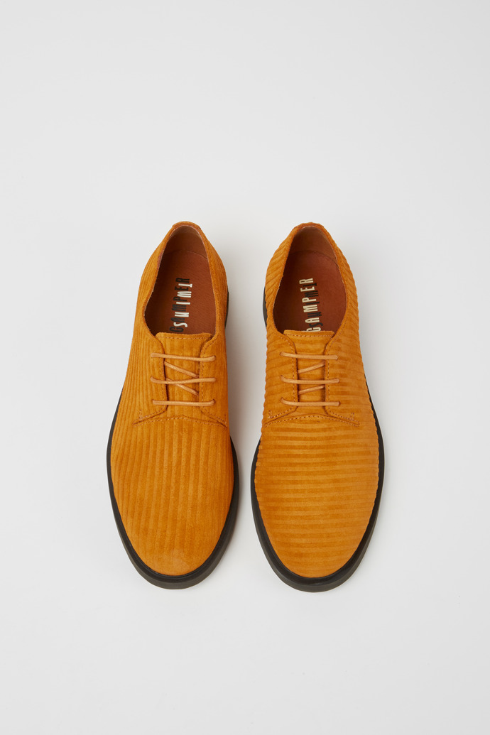 Overhead view of Twins Orange nubuck shoes for women