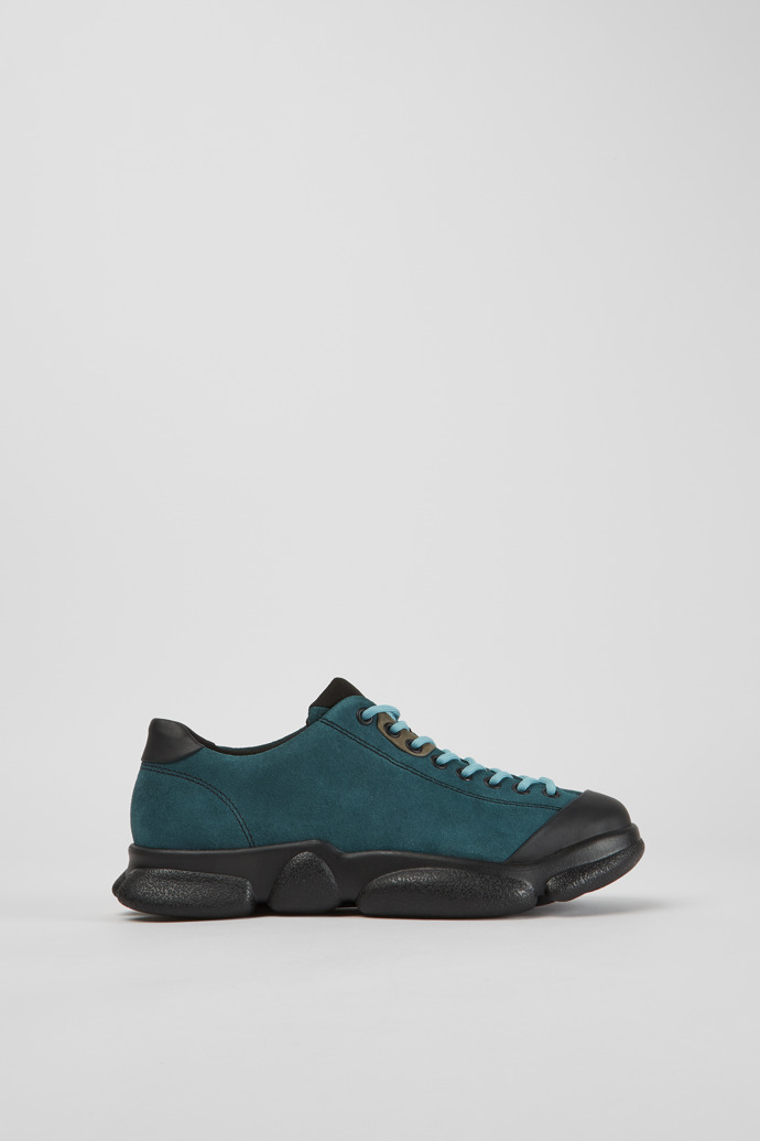 Side view of Karst Dark green suede shoes for women