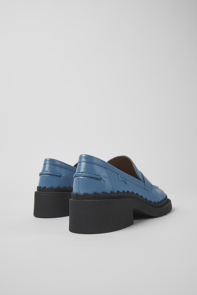 Back view of Taylor Blue leather loafers for women