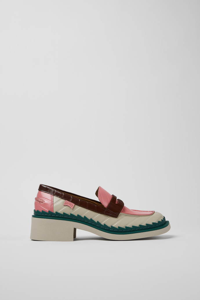 Side view of Twins Multicolored leather loafers for women