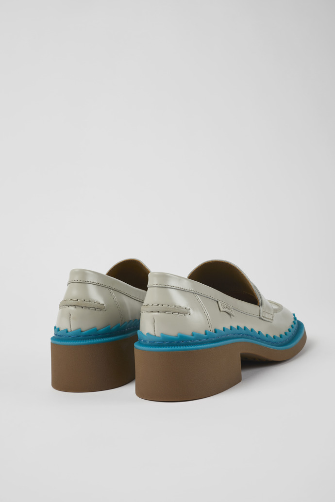 Back view of Taylor Gray and blue leather loafers for women