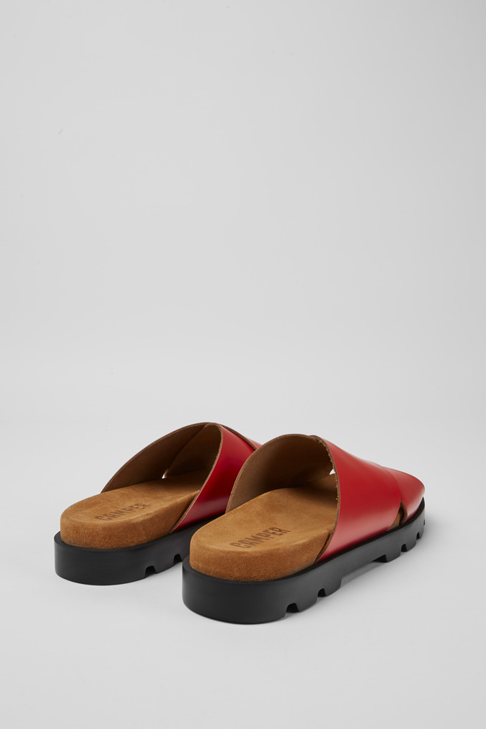 Back view of Brutus Sandal Red leather sandals for women