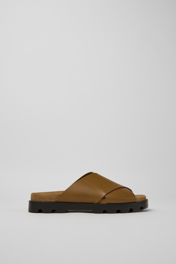 Side view of Brutus Sandal Brown leather sandals for women