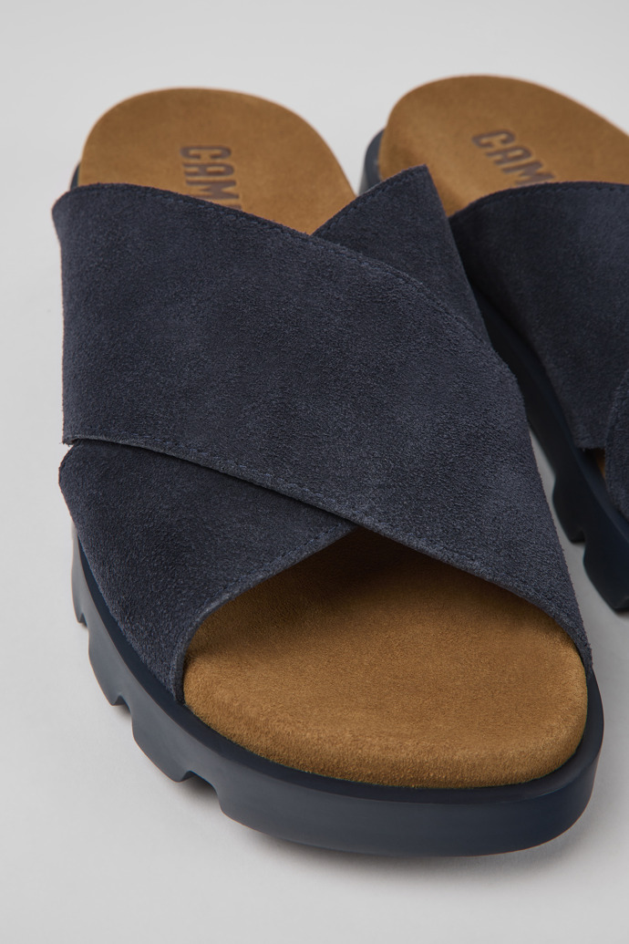 Close-up view of Brutus Sandal Navy blue nubuck sandals for women