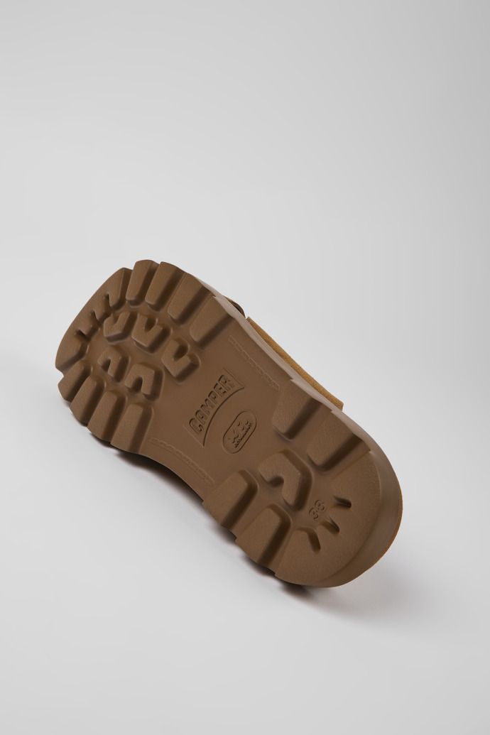 The soles of Brutus Sandal Brown nubuck sandals for women