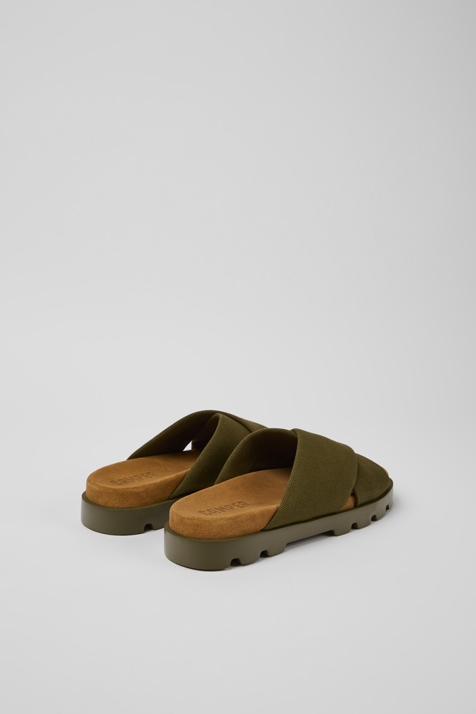 Back view of Brutus Sandal Green recycled cotton sandals for women