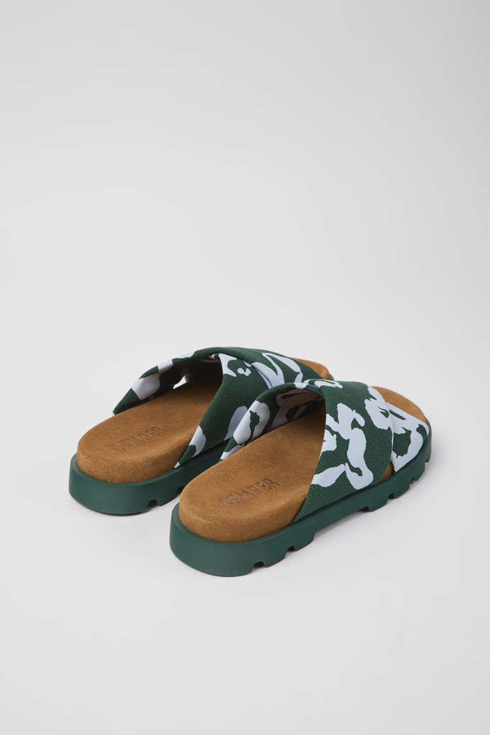 Back view of Brutus Sandal Green and blue recycled cotton sandals for women