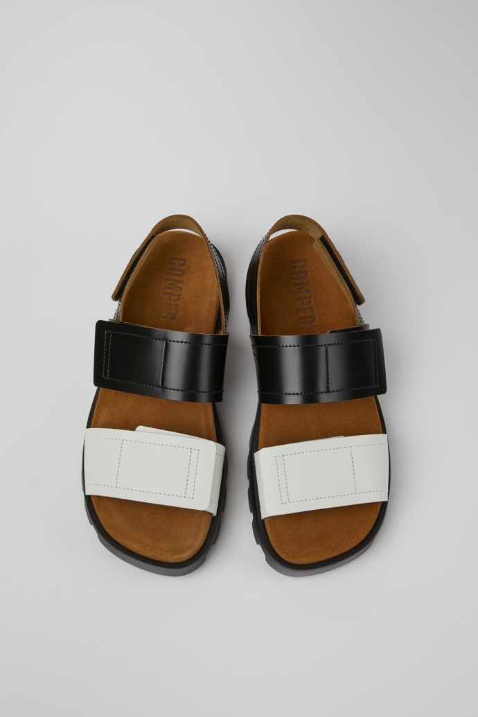 Brutus Sandal Czarno-białe skórzane sandały damskie