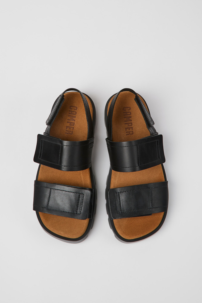 Overhead view of Brutus Sandal Black leather sandals for women